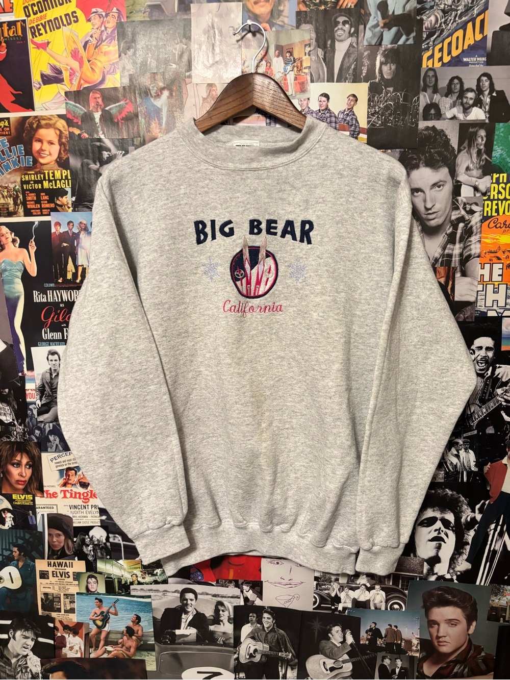 Tultex Gray 'Big Bear California' Embroidered Crewneck Sweatshirt